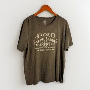 Polo Ralph Lauren T Shirt Mens Sz L Gray Graphic Single Stitch